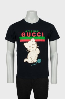 Men's T-shirt with print and embroidery