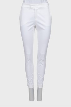 Tapered white trousers with arrows