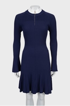 Ribbed dress with double collar
