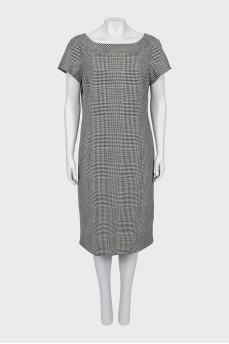 Fitted dress in a combined print