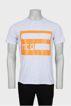 Men's T-shirt with orange print