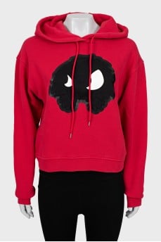 Red printed hoodie