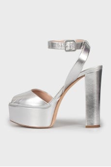 Silver leather sandals