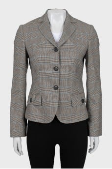 Wool jacket in check print