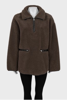Eco-fur loose-fitting jacket