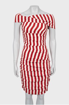 Striped dress with drapery