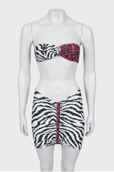 Animal print swimsuit with tag