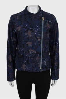Denim jacket with bias zip