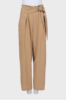 Beige high-waisted trousers