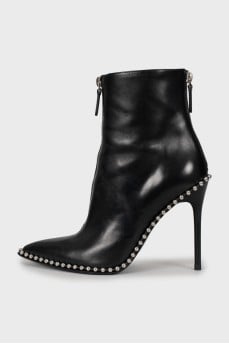 Leather ankle boots with metal beads