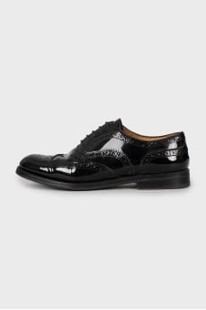 Black patent leather brogues