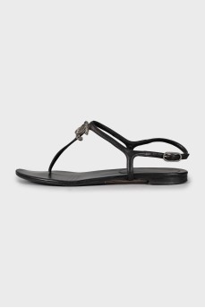 Logo leather sandals