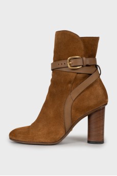 Brown ankle boots with leather strap