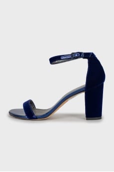Velor block heel sandals