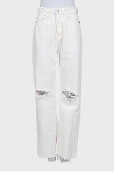 Ripped effect palazzo jeans