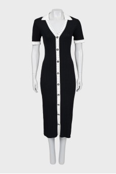 Black and White Button Down Midi Dress