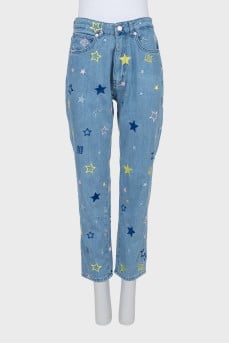Mom fit jeans in print