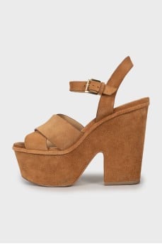 Brown wedge sandals