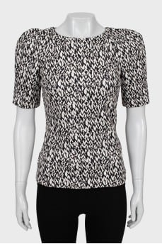 Printed blouse with accent shoulders