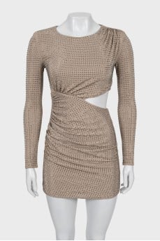 Dress decorated with drapery and rhinestones