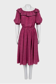 Printed silk fitted dress