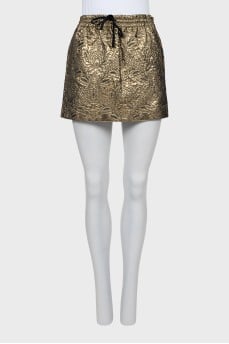 Golden printed mini skirt