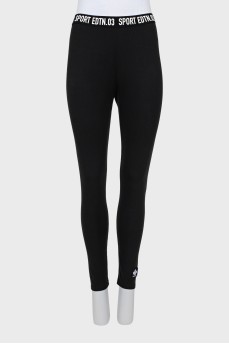 Sports leggings with printed waistband