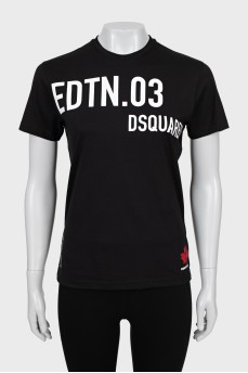 Black T-shirt with text print