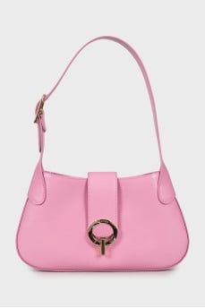 Leather pink shoulder bag with tag