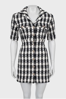 Tweed mini dress with buttons