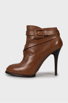 Brown strappy ankle boots