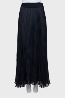 Blue pleated maxi skirt