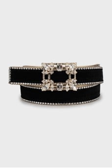 Velor belt decorated with rhinestones