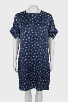 Printed silk A-line dress