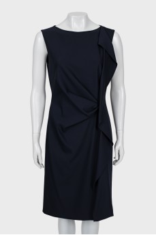 Blue wool sleeveless dress