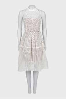 Fitted dress with embroidered print