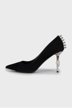 Suede metal heel shoes
