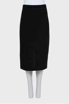 Midi skirt with golden zipper
