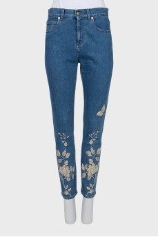 Slim fit jeans with gold embroidery