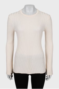 Fitted ribbed wool sweater