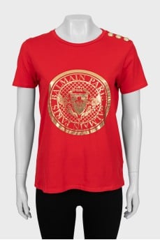 Straight fit T-shirt with gold print