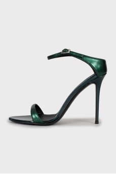 Leather high heel sandals