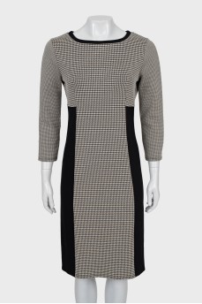 Combined print dress with tag