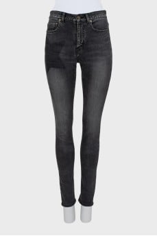 Чорні джинси skinny fit з принтом