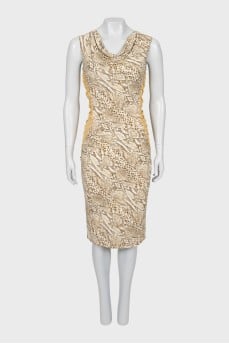 Animal print dress with draping