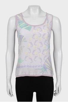 Printed silk tank