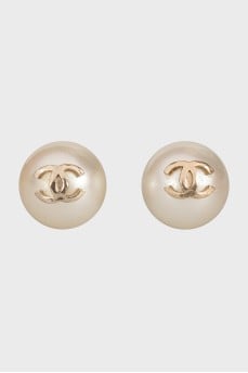 Round earrings with signature logo