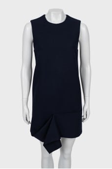 Wool dress with frill hem