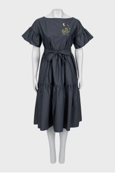 A-line dress decorated with embroidery