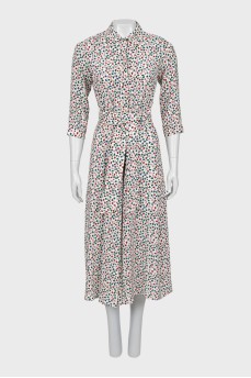 Midi dress with belted print